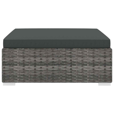 Vidaxl voetensteun 1 st met kussen poly rattan grijs