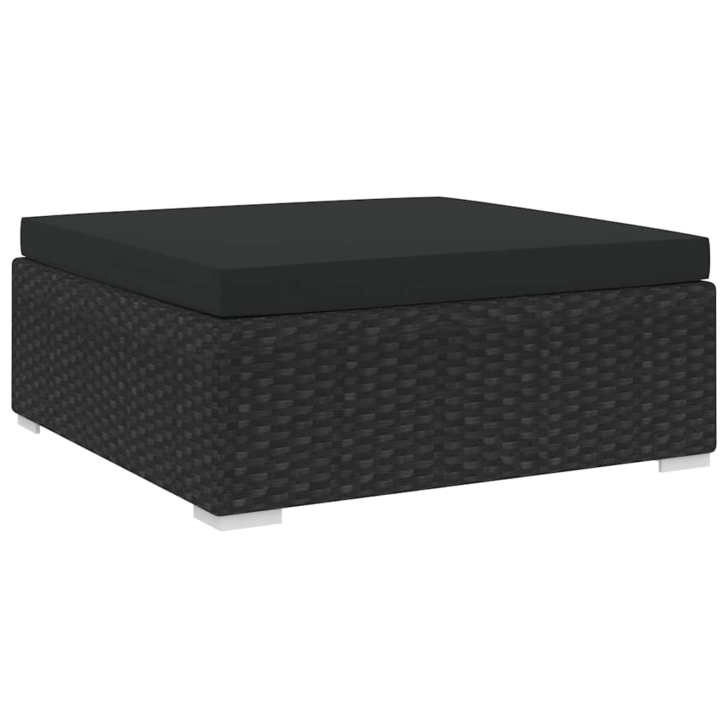 Vidaxl voetensteun 1 st met kussen poly rattan zwart