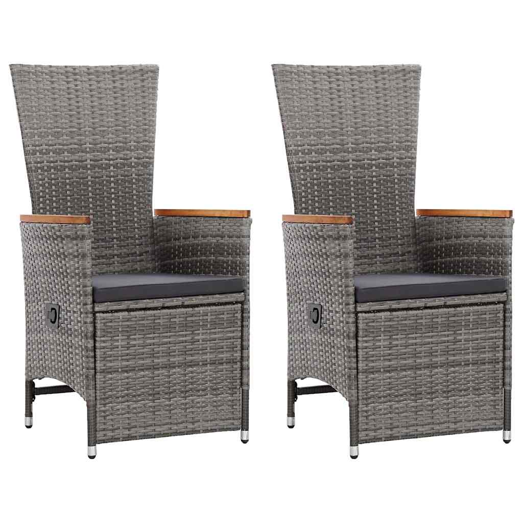 Vidaxl tuinstoelen 2 st verstelbaar met kussens poly rattan grijs