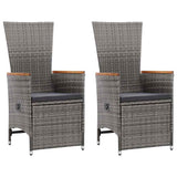 Vidaxl tuinstoelen 2 st verstelbaar met kussens poly rattan grijs