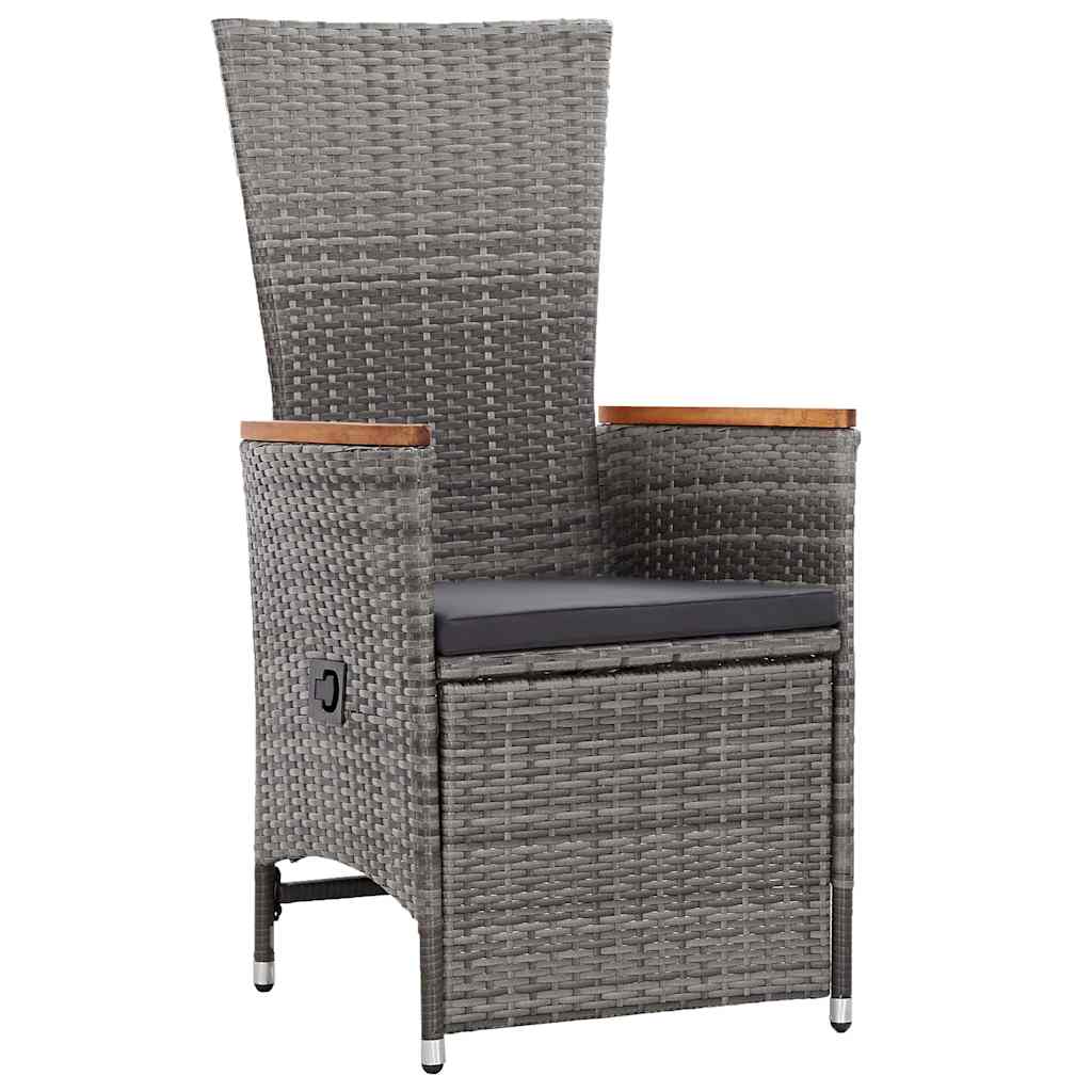 Vidaxl tuinstoelen 2 st verstelbaar met kussens poly rattan grijs