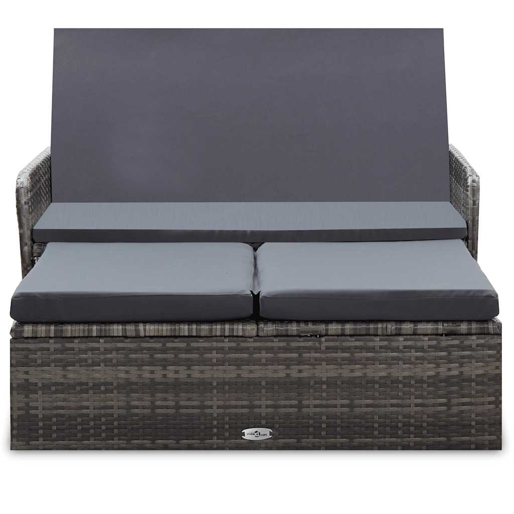 Vidaxl 2-delige loungeset met kussens poly rattan grijs