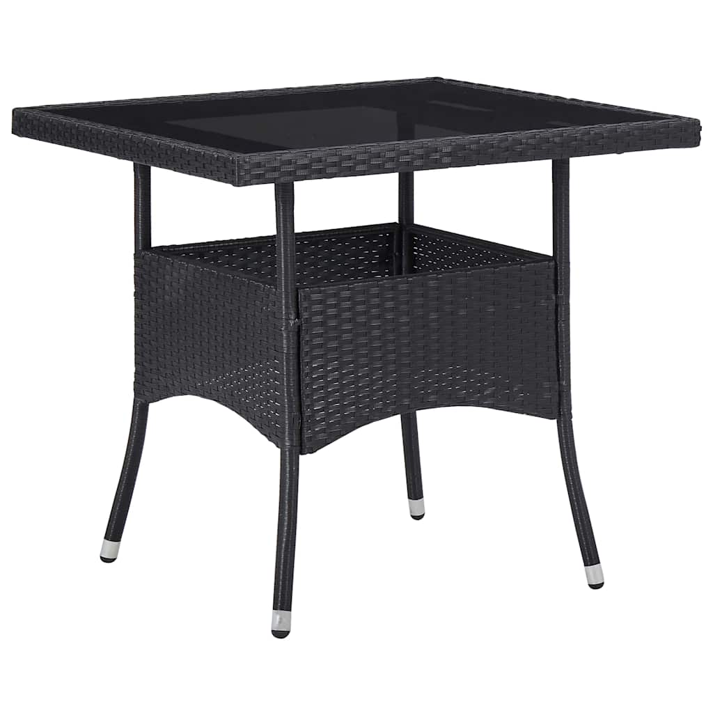 Vidaxl tuintafel poly rattan en glas zwart