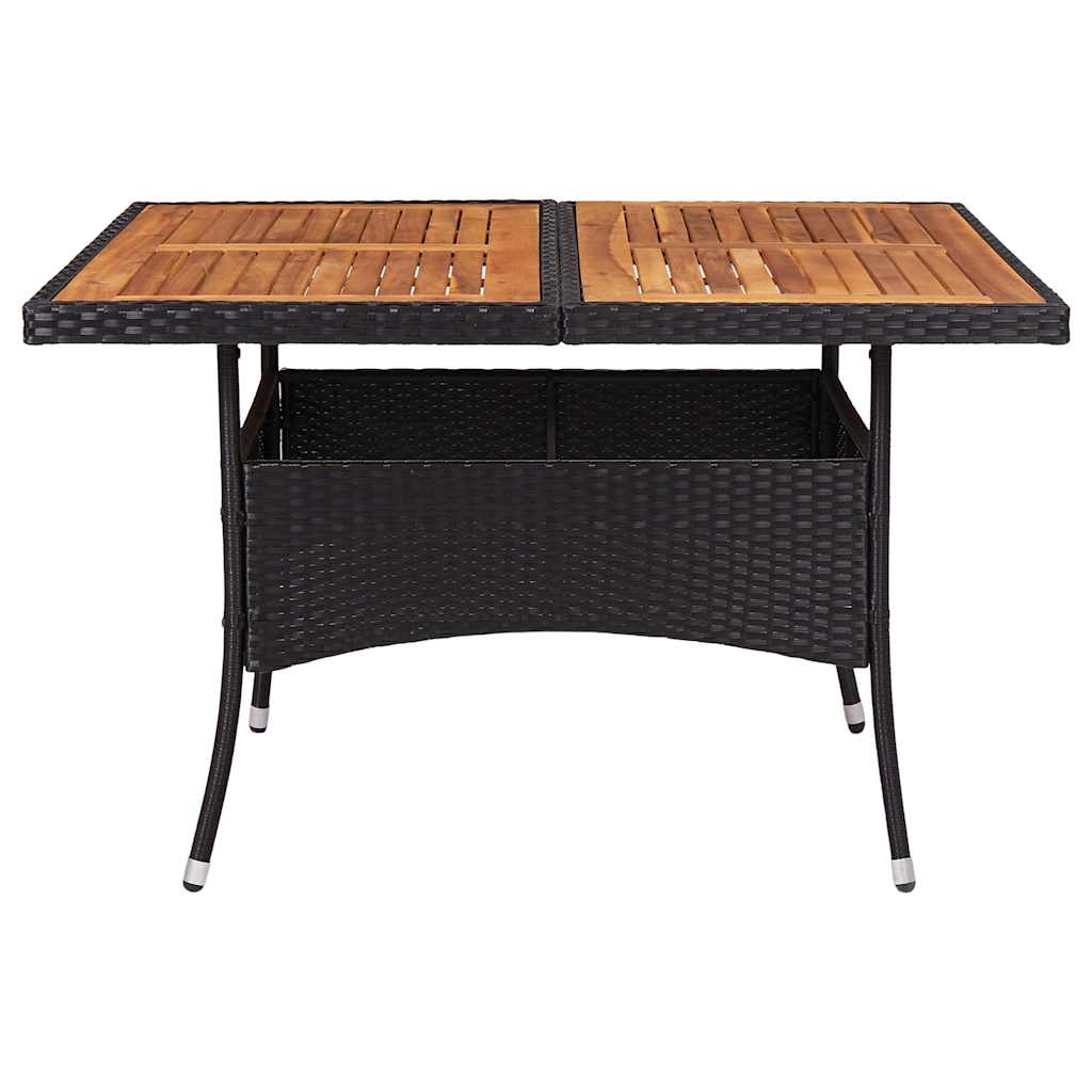 Vidaxl tuintafel poly rattan en massief acaciahout zwart
