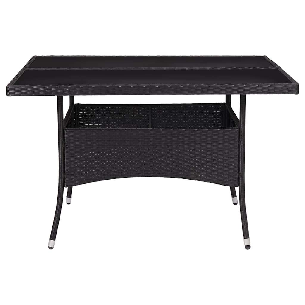 Vidaxl tuintafel poly rattan en glas zwart