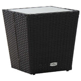 Vidaxl theetafel 41,5x41,5x43 cm poly rattan en gehard glas zwart