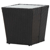 Vidaxl theetafel 41,5x41,5x43 cm poly rattan en gehard glas zwart