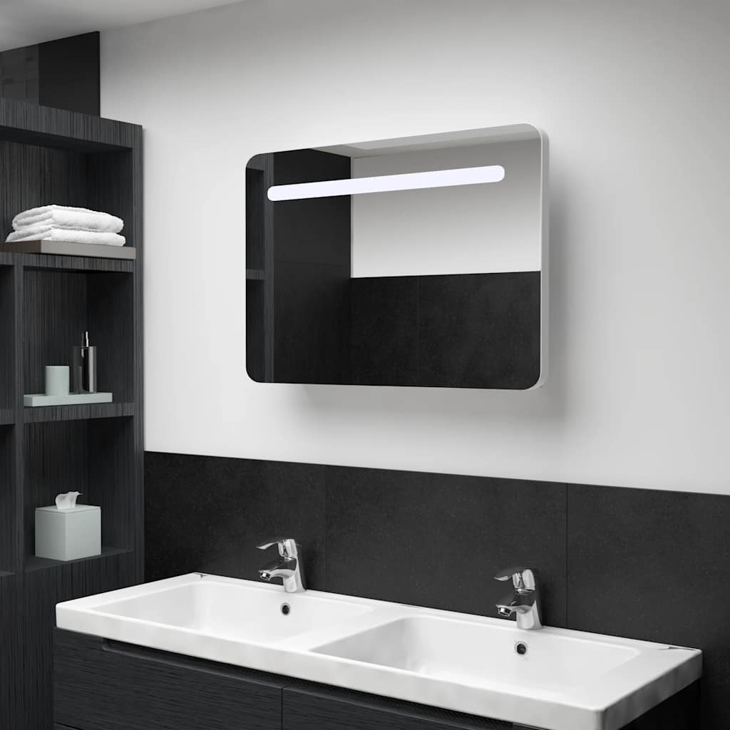 Vidaxl badkamerkast met spiegel led 80x9,5x55 cm
