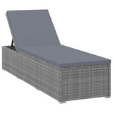 Vidaxl ligbed met kussen poly rattan grijs