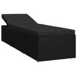Vidaxl ligbed met kussen poly rattan zwart