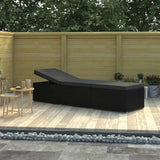 Vidaxl ligbed met kussen poly rattan zwart