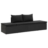 Vidaxl ligbed met kussens poly rattan zwart