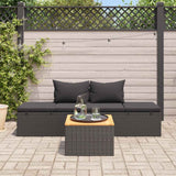 Vidaxl ligbed met kussens poly rattan zwart