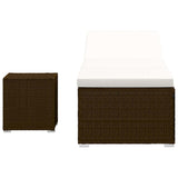 Vidaxl ligbed met kussen en theetafel poly rattan bruin