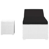 Vidaxl ligbed met kussen en theetafel poly rattan wit