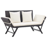 Vidaxl tuinbank met kussens 176 cm poly rattan zwart