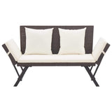 Vidaxl tuinbank met kussens 176 cm poly rattan bruin
