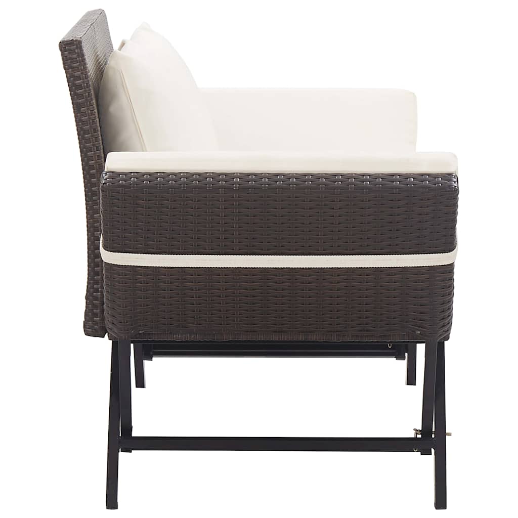 Vidaxl tuinbank met kussens 176 cm poly rattan bruin
