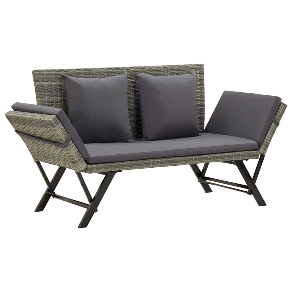 Vidaxl tuinbank met kussens 176 cm poly rattan grijs