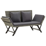 Vidaxl tuinbank met kussens 176 cm poly rattan grijs