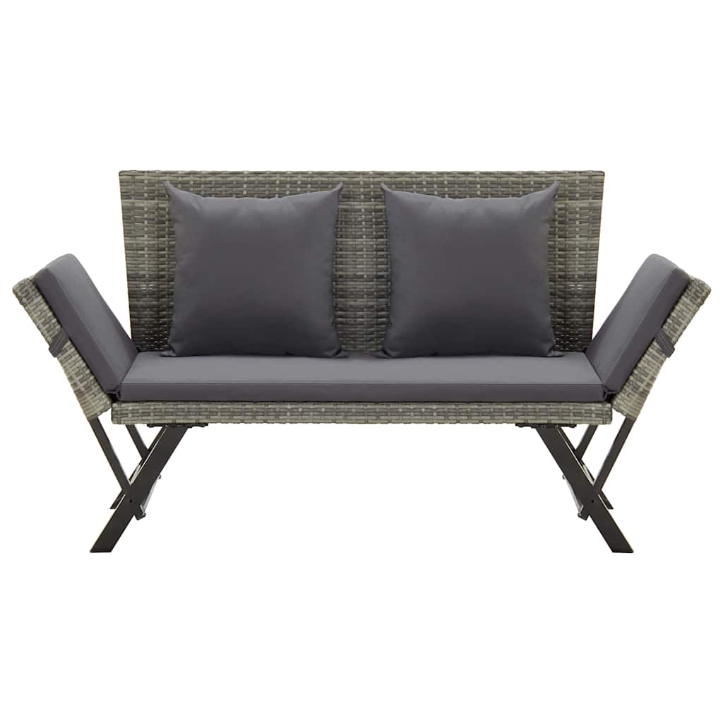 Vidaxl tuinbank met kussens 176 cm poly rattan grijs