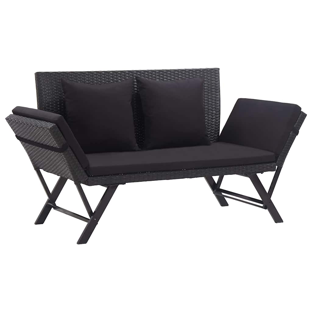 Vidaxl tuinbank met kussens 176 cm poly rattan zwart