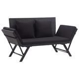 Vidaxl tuinbank met kussens 176 cm poly rattan zwart