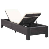 Vidaxl ligbed met kussen poly rattan zwart