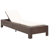 Vidaxl ligbed met kussen poly rattan bruin