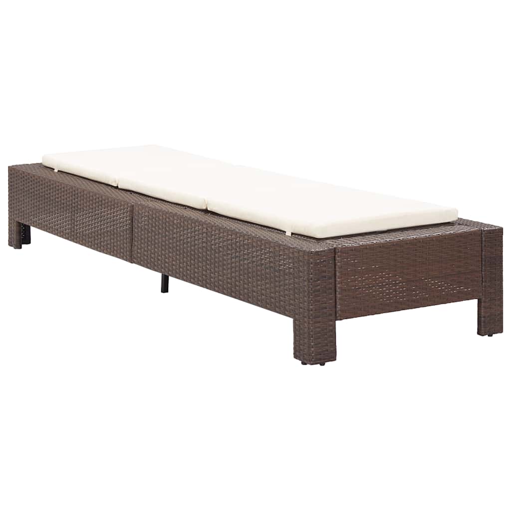Vidaxl ligbed met kussen poly rattan bruin