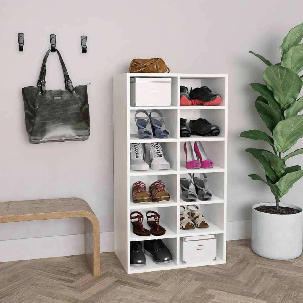 Vidaxl Shoe Rack 54x34x100,5 cm forarbejdet træhvide