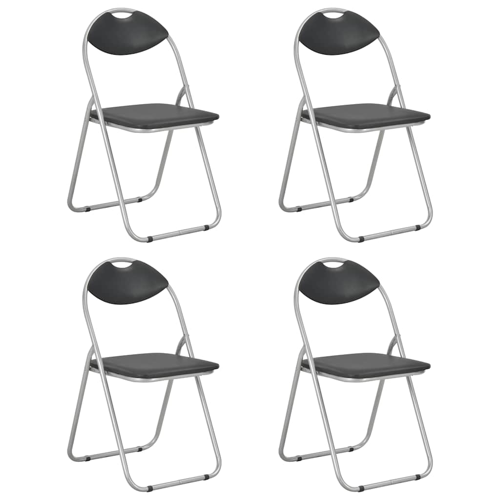 Vidaxl opklapbare stoelen, 4 stuks, zwart kunstleer