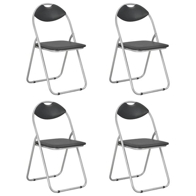 Vidaxl opklapbare stoelen, 4 stuks, zwart kunstleer