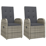Vidaxl tuinstoelen 2 st verstelbaar met kussens poly rattan grijs