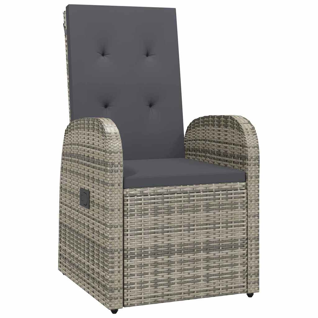 Vidaxl tuinstoelen 2 st verstelbaar met kussens poly rattan grijs