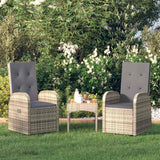 Vidaxl tuinstoelen 2 st verstelbaar met kussens poly rattan grijs