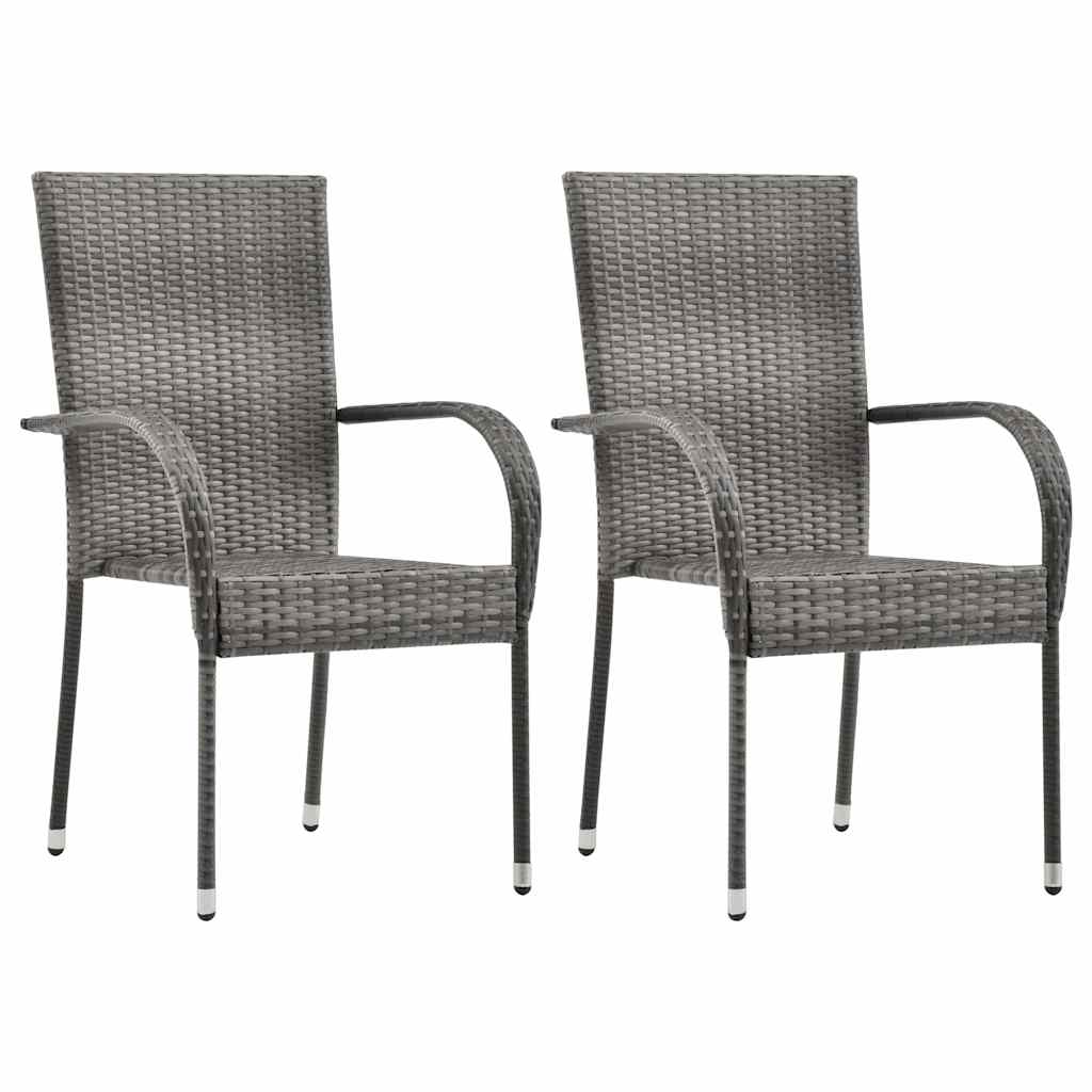 Vidaxl tuinstoelen stapelbaar 2 st poly rattan grijs
