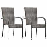 Vidaxl tuinstoelen stapelbaar 2 st poly rattan grijs
