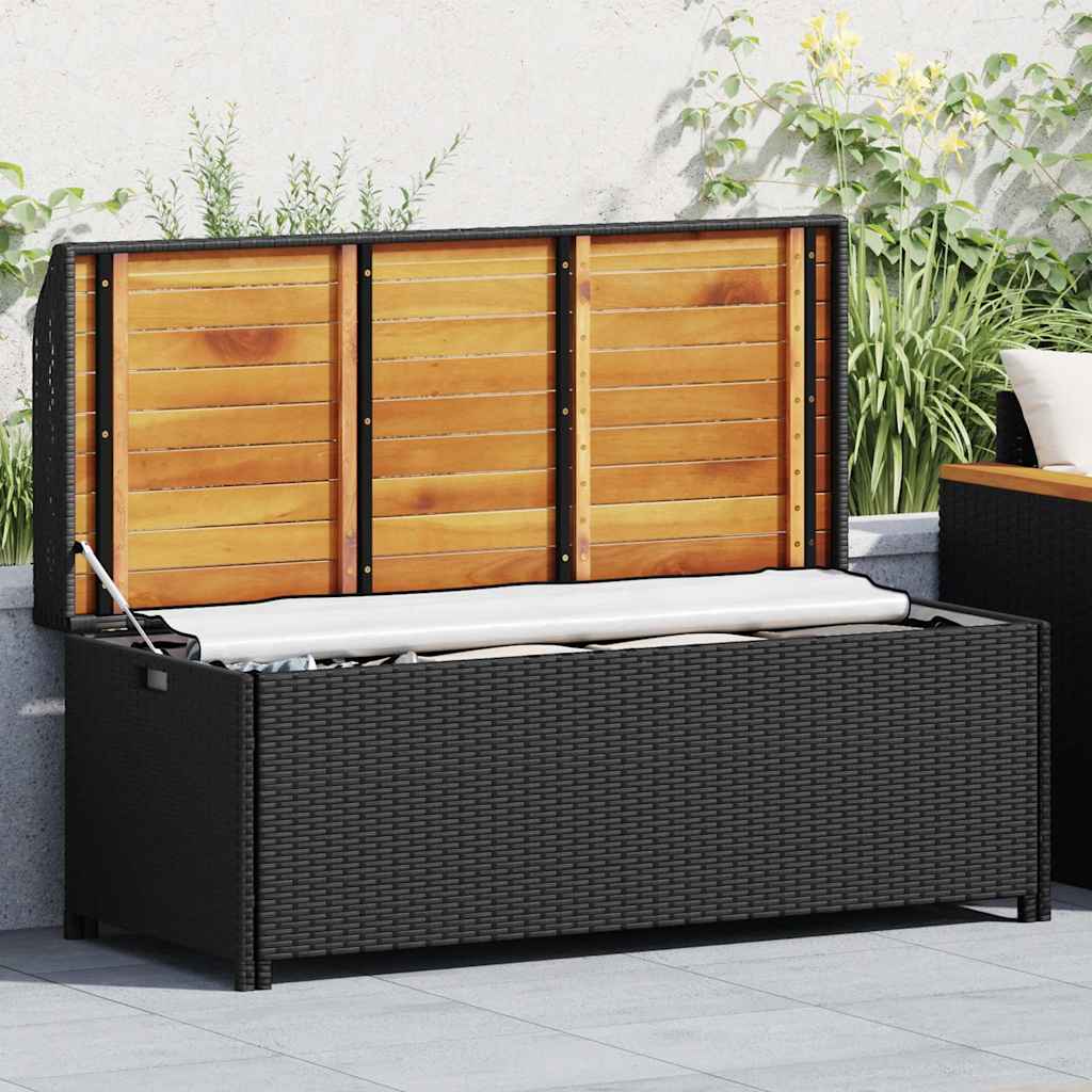 Vidaxl tuinopbergbank 120 cm poly rattan zwart