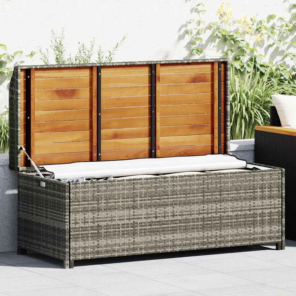 Vidaxl tuinopbergbank 120 cm poly rattan grijs