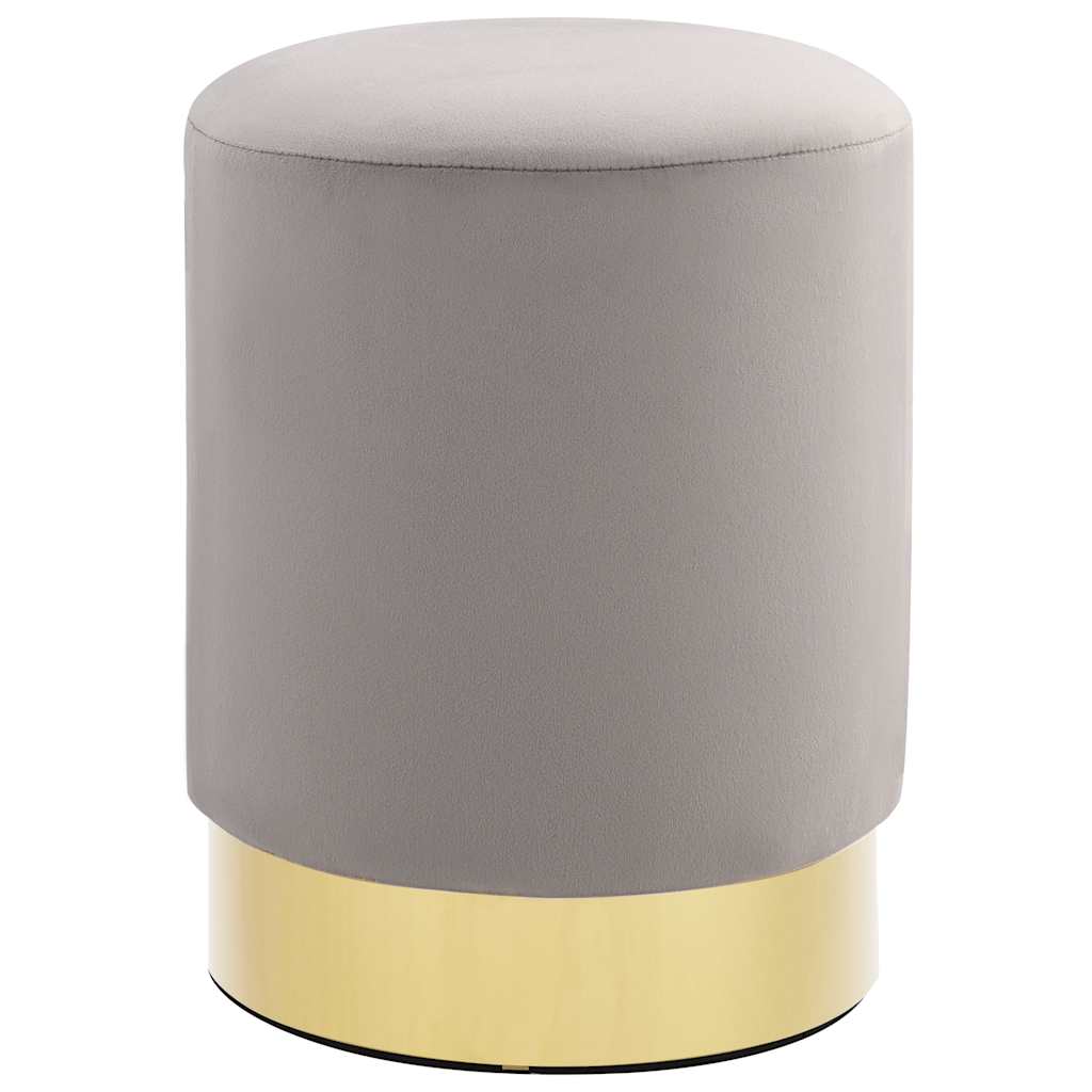 Vidaxl kruk fluweel 28 x 36 cm lichtgrijs en goudkleurig