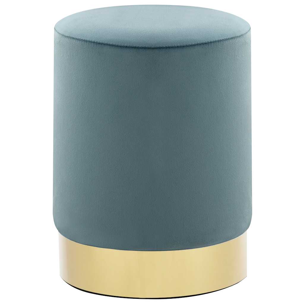 Vidaxl kruk fluweel 28 x 36 cm lichtblauw en goudkleurig