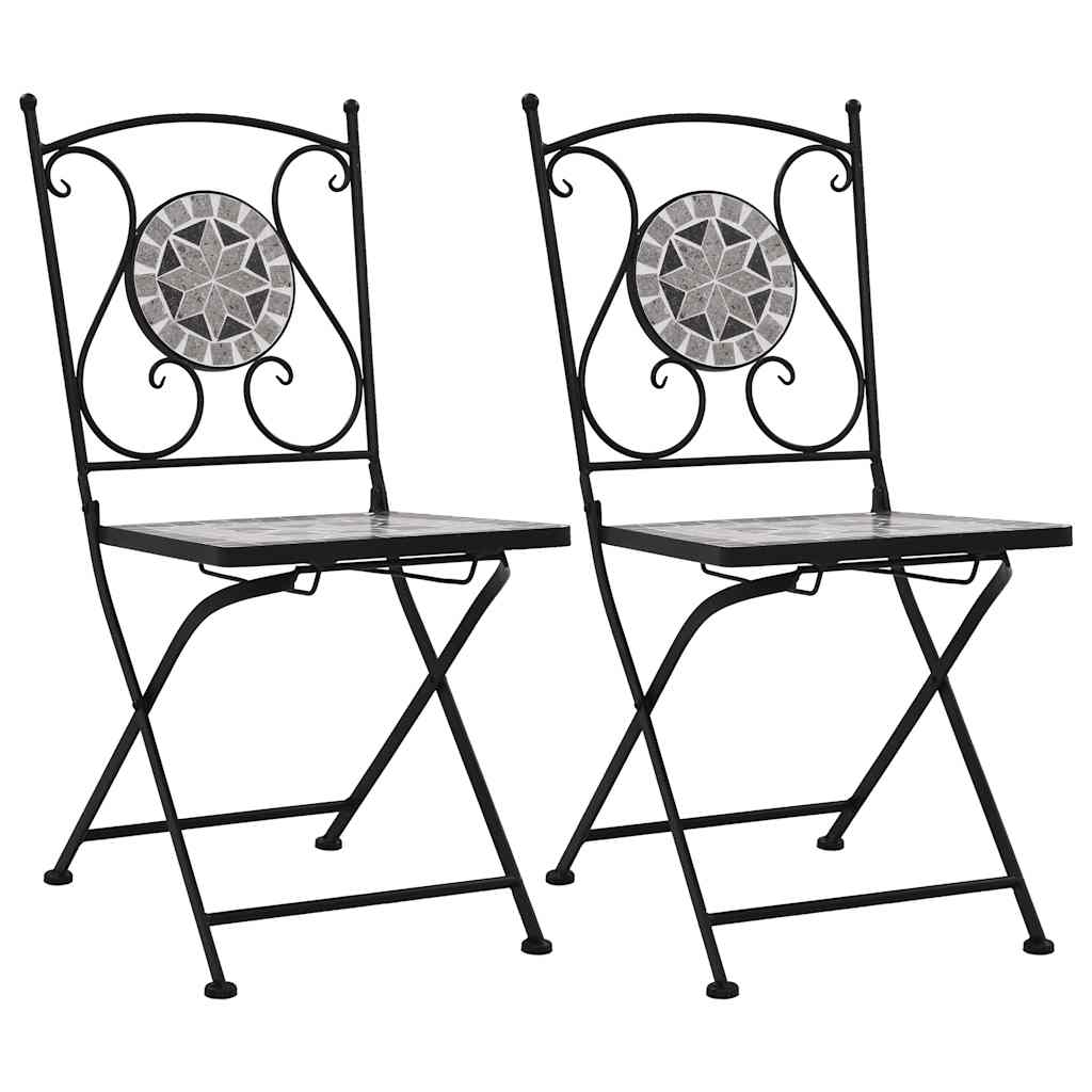 Vidaxl bistrostoelen mozaïek 2 st grijs