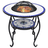 Vidaxl Fire Table Mosaic 68 cm Blu e Bianco in ceramica