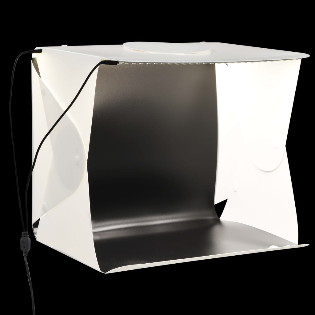 VidaXL Photo recorder box with LED Foldable 40x34x37 cm Plastic White