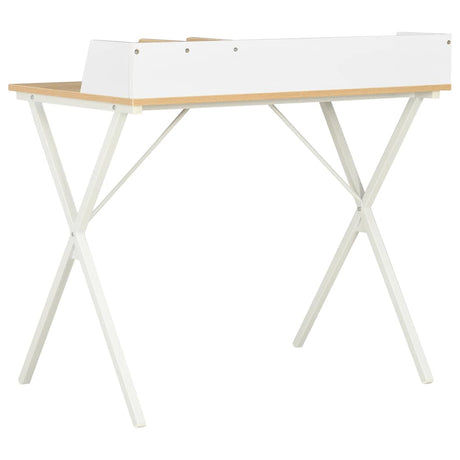 Vidaxl bureau 80x50x84 cm wit en natuurlijk