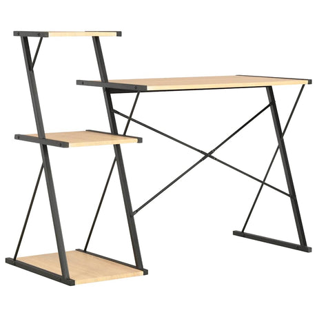 Vidaxl bureau met schap 116x50x93 cm zwart en eikenkleurig