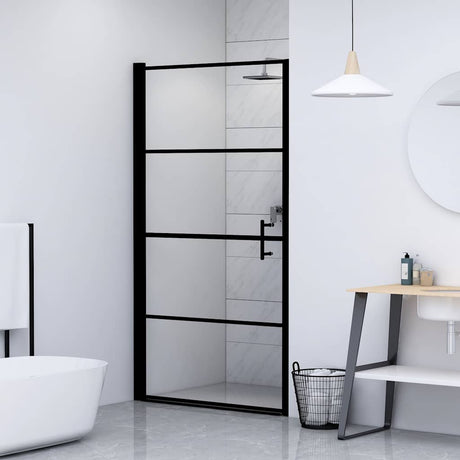 Vidaxl douchedeur 91x195 cm gehard glas zwart