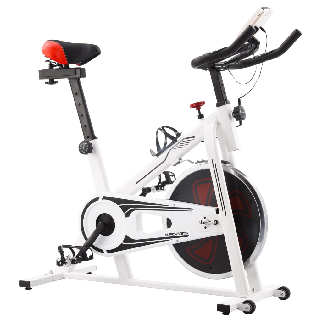 VidaXL exercise bike with heart rate sensors white and red