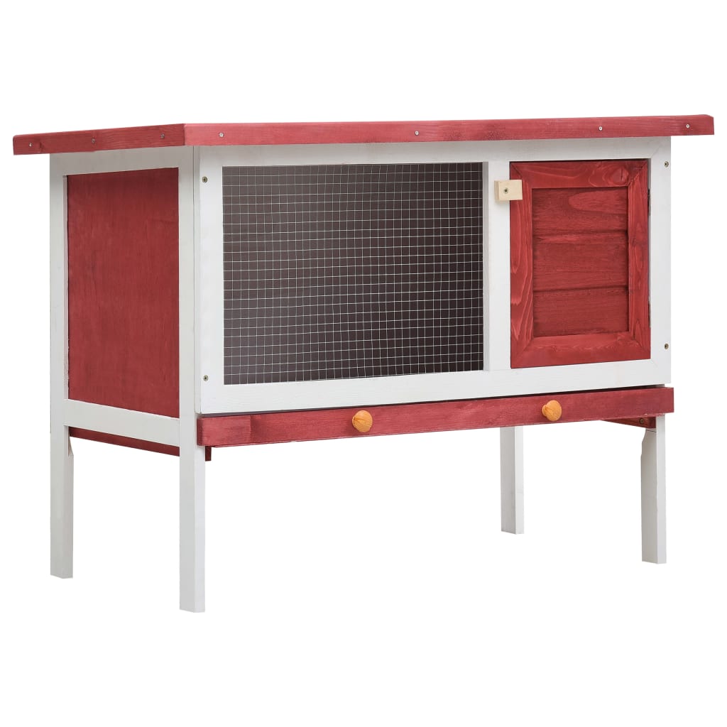 Vidaxl Rabbit hutch for outside with 1 floor wood red